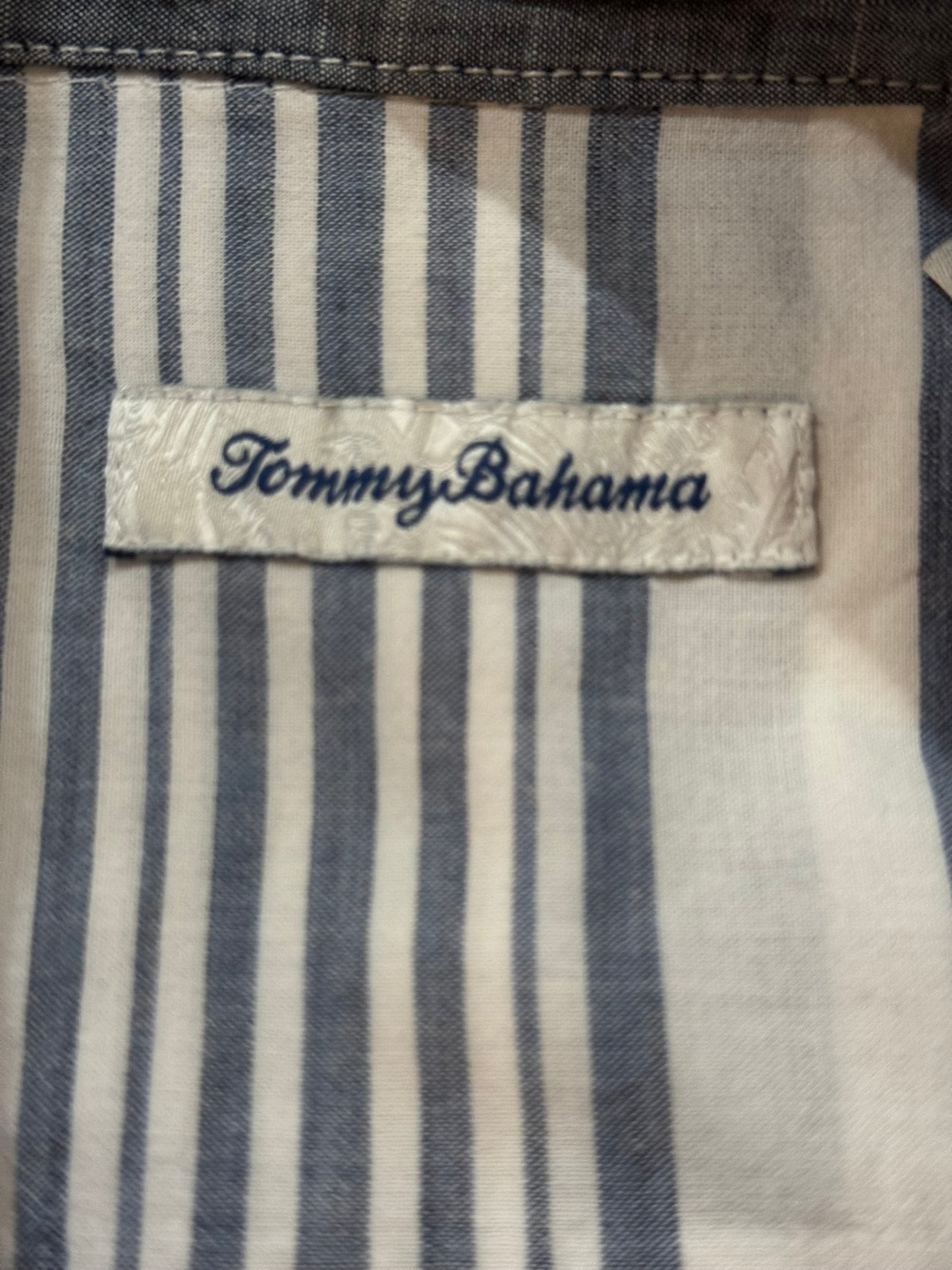 Tommy Bahama Blue and White Striped Shirt