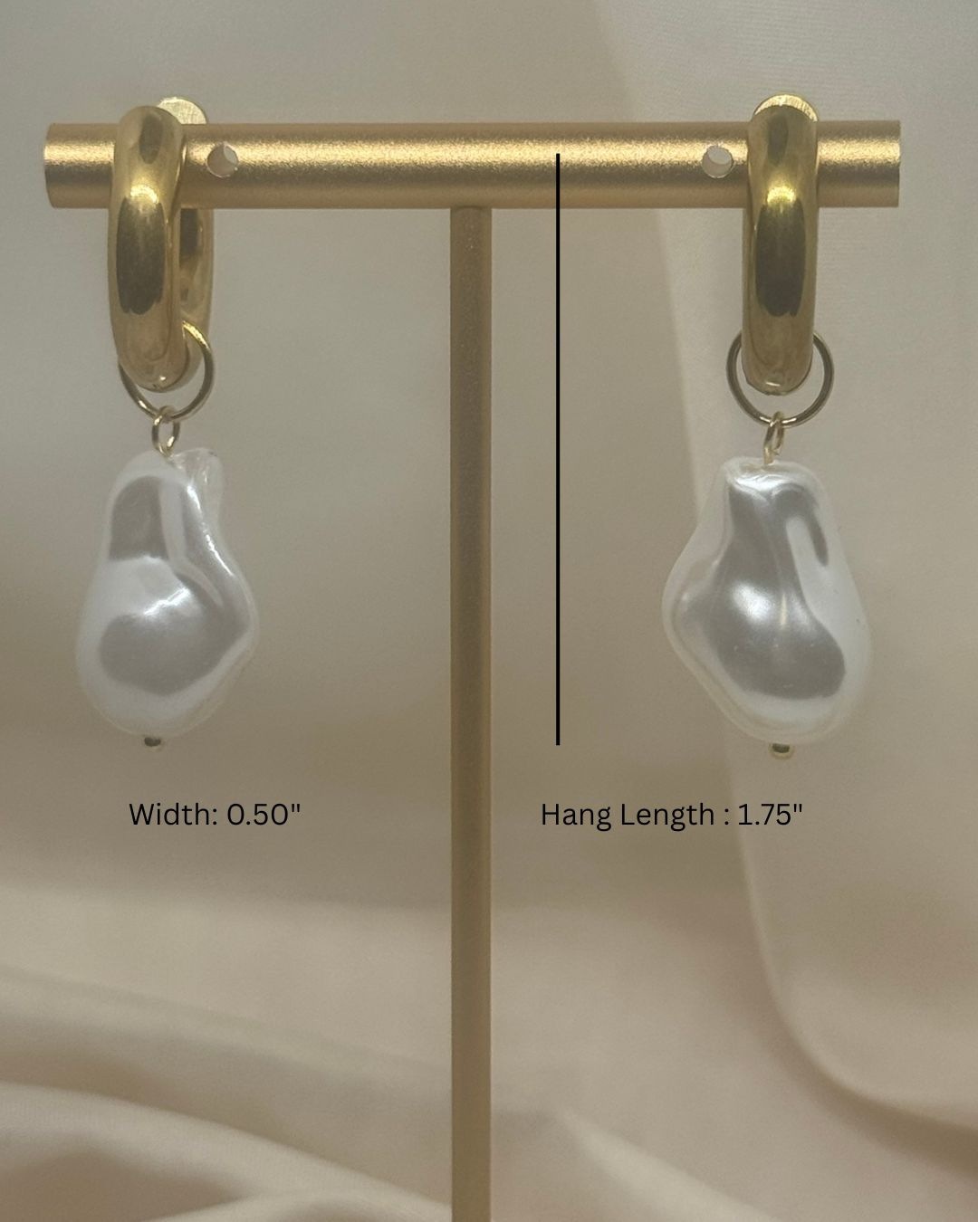 Large Baroque Pearl Drop Earrings - Gold