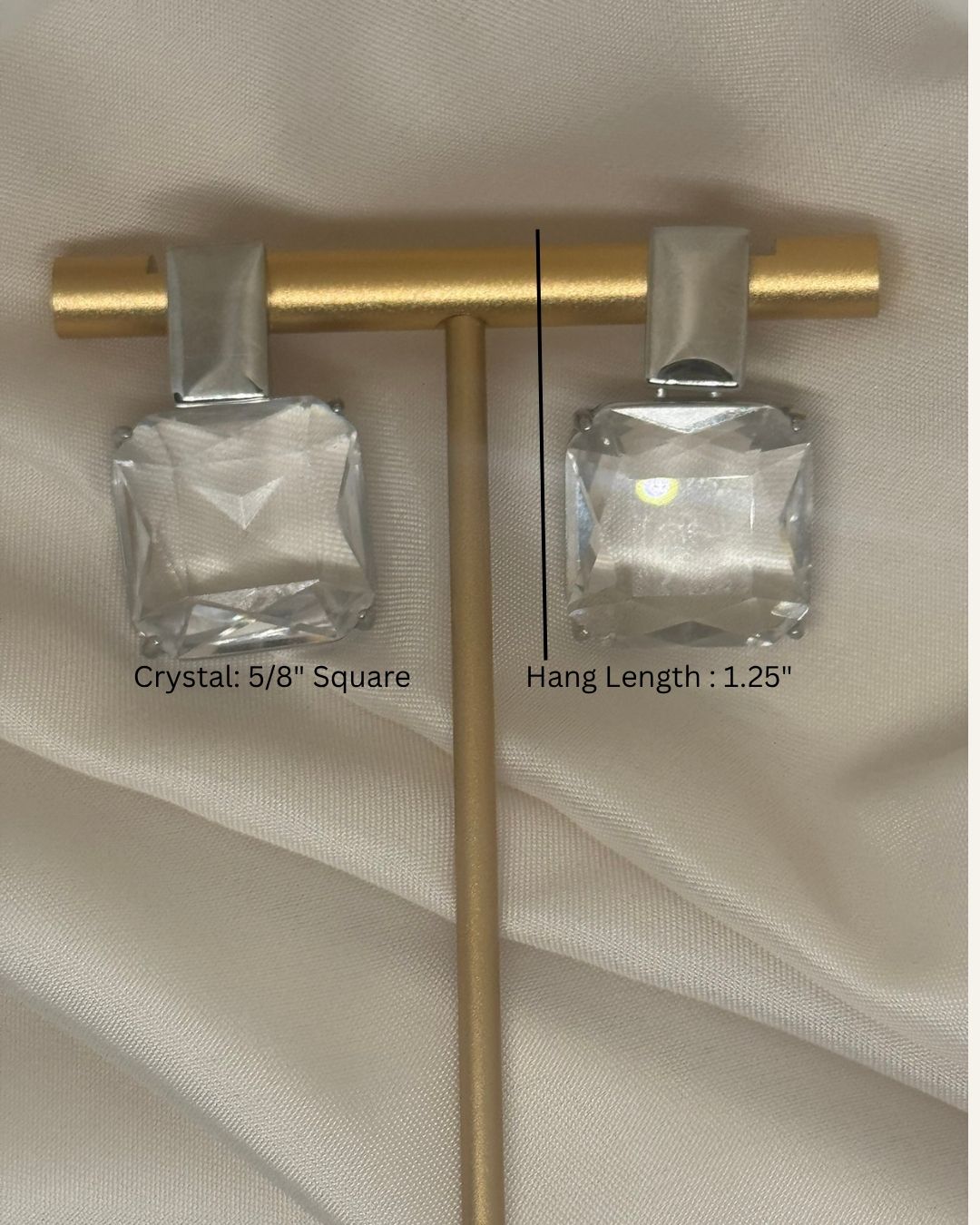 White Cubic Zirconia Square Drop - Silver
