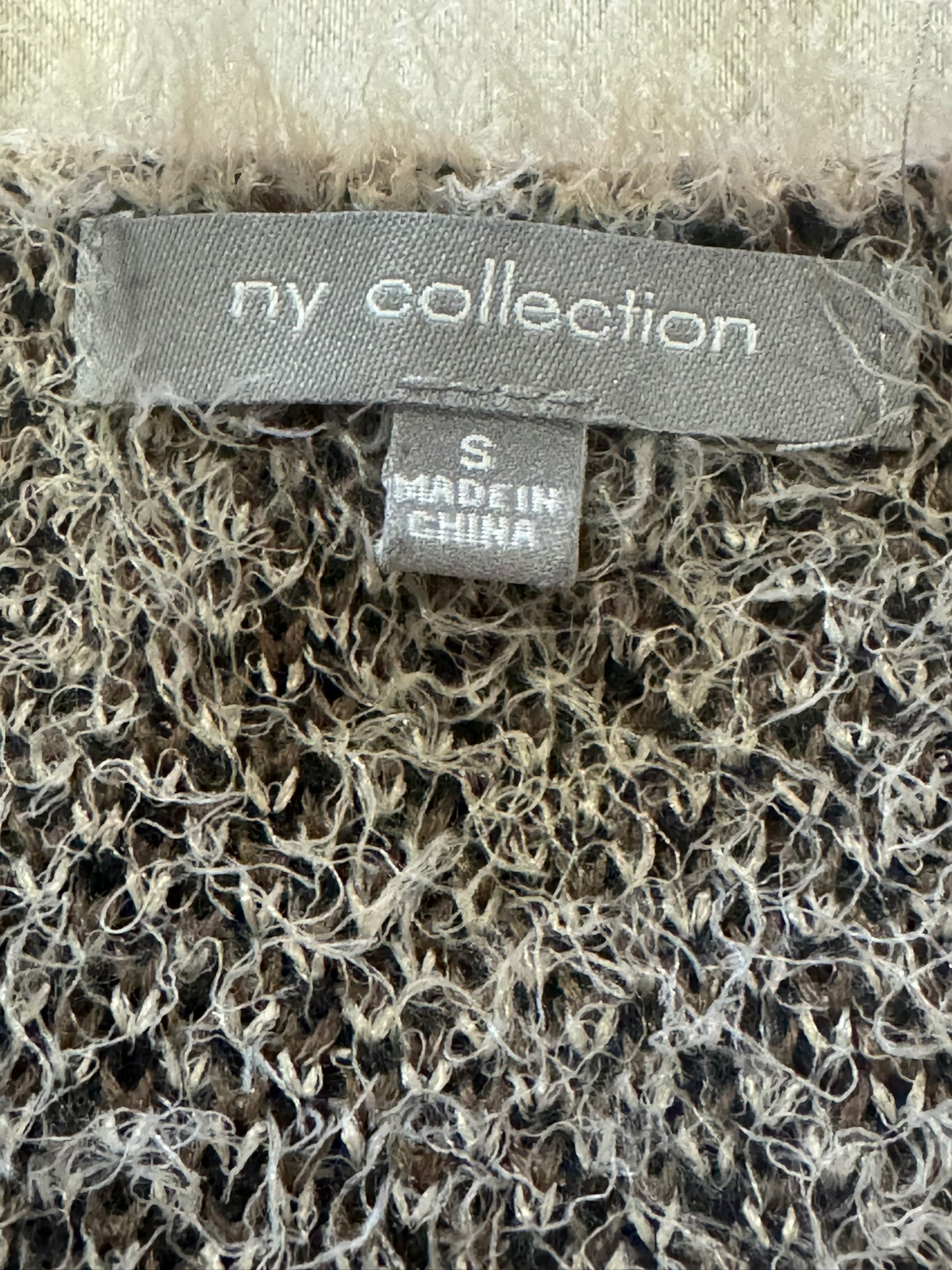 NY Collection Beige Leopard Print Sweater