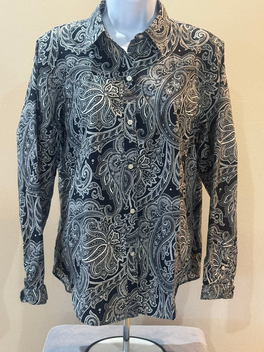 Lauren by Ralph Lauren Black Paisley Shirt