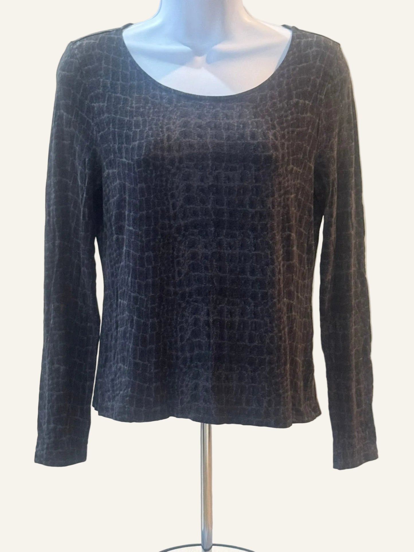 Lauren by Ralph Lauren Black Alligator Print Top