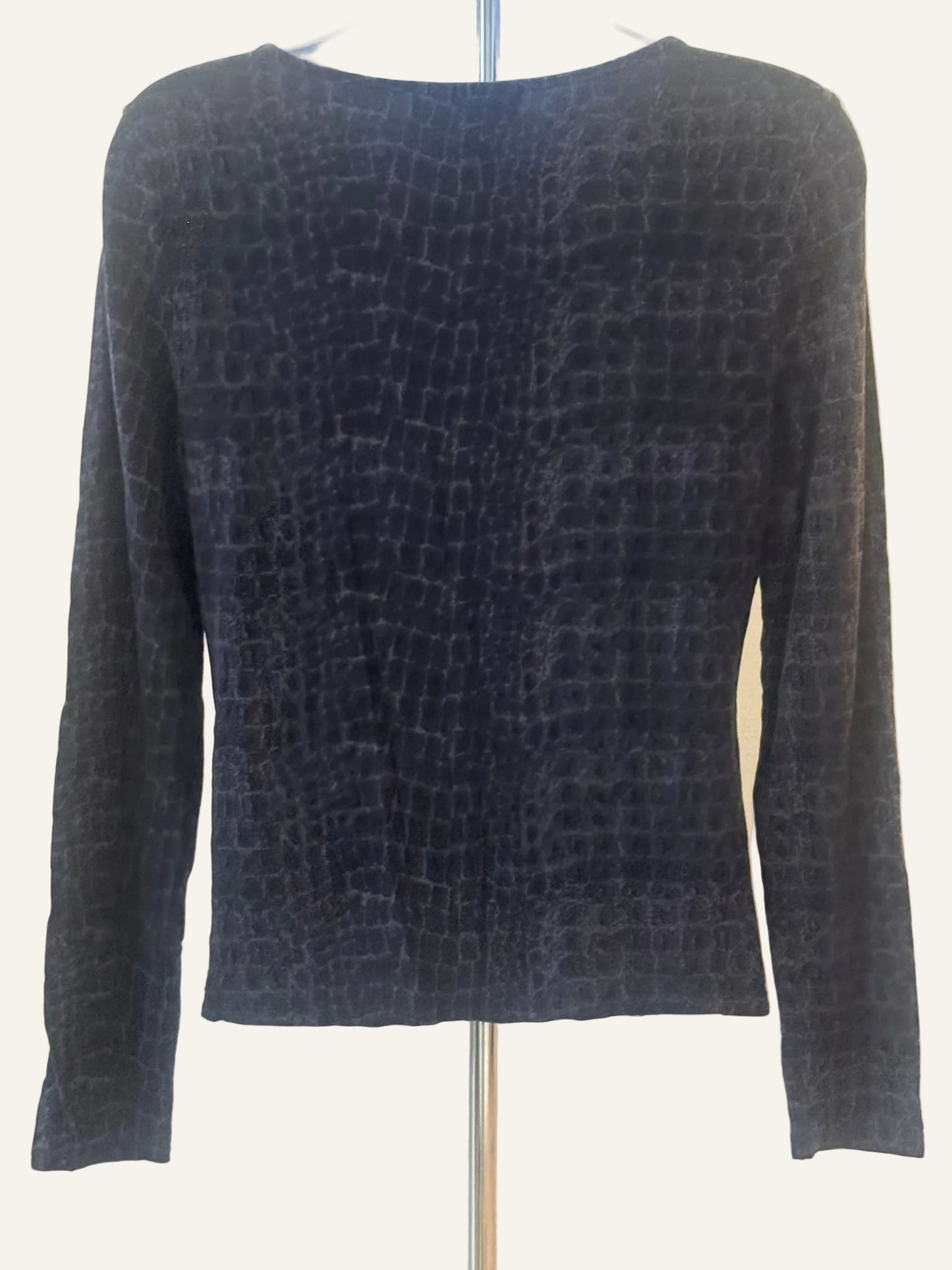 Lauren by Ralph Lauren Black Alligator Print Top
