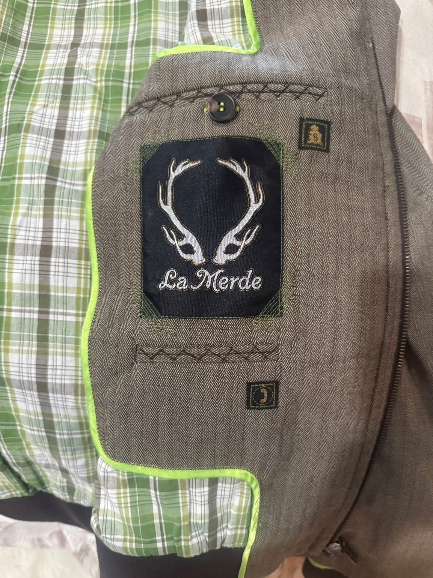 La Merde Hooded Brown Jacket with  Elbow Patches