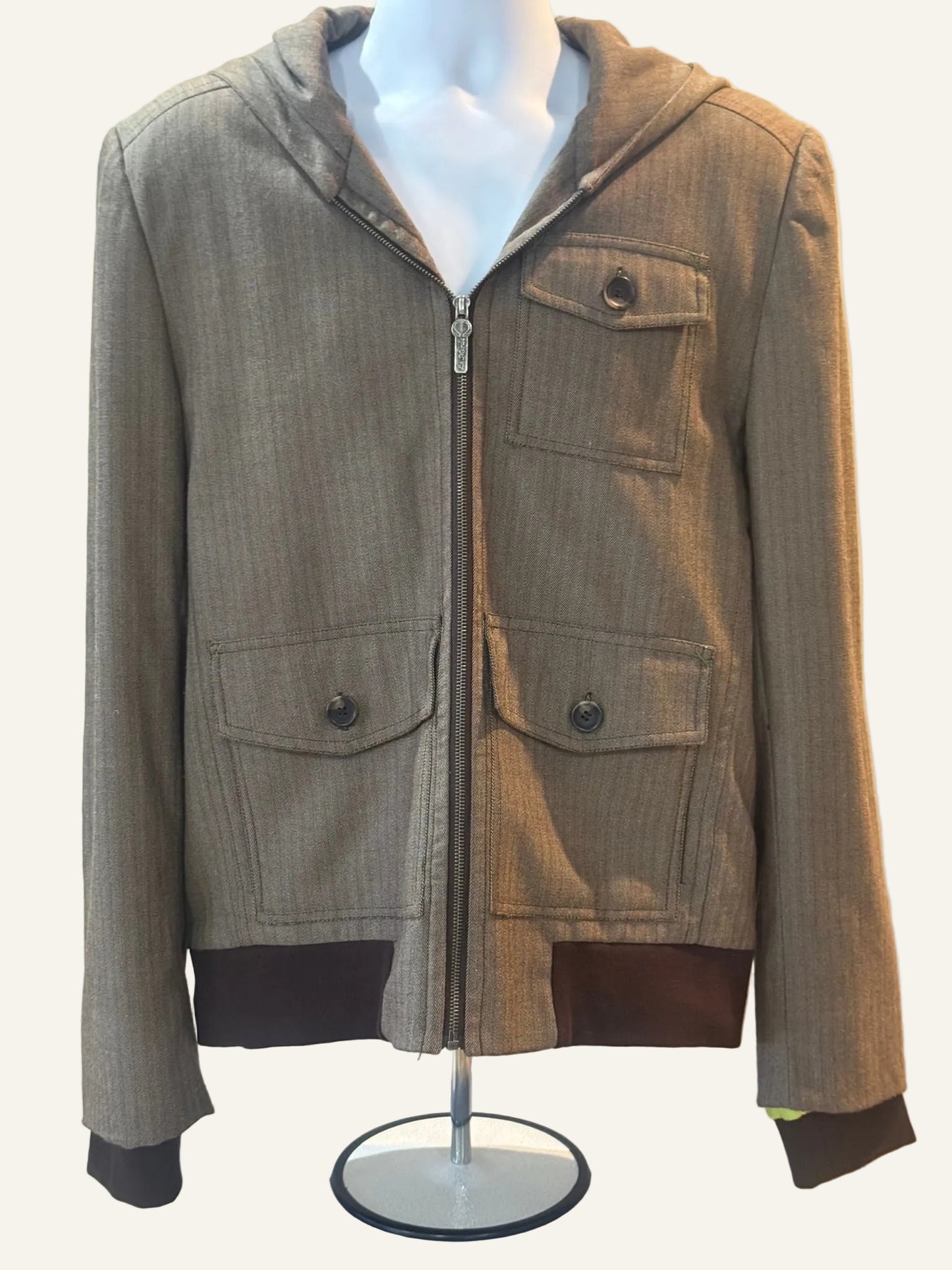 La Merde Hooded Brown Jacket with  Elbow Patches
