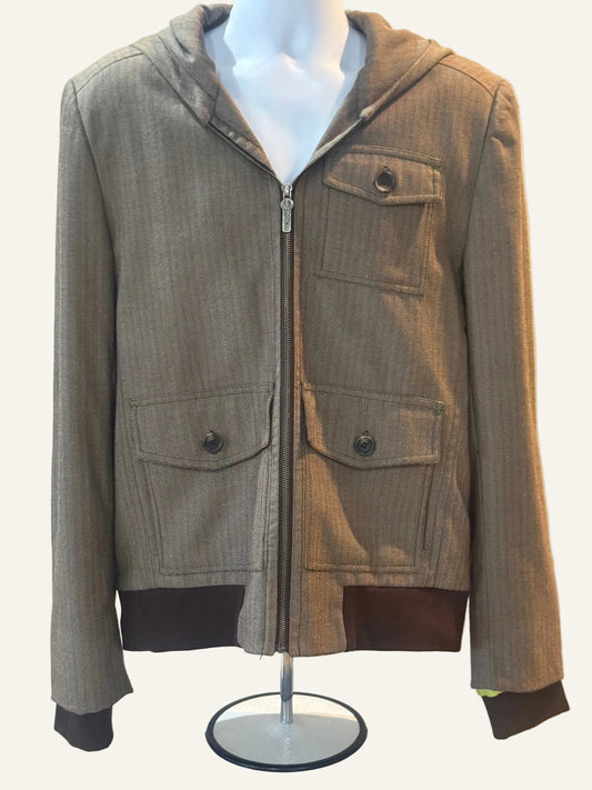 La Merde Hooded Brown Jacket with  Elbow Patches