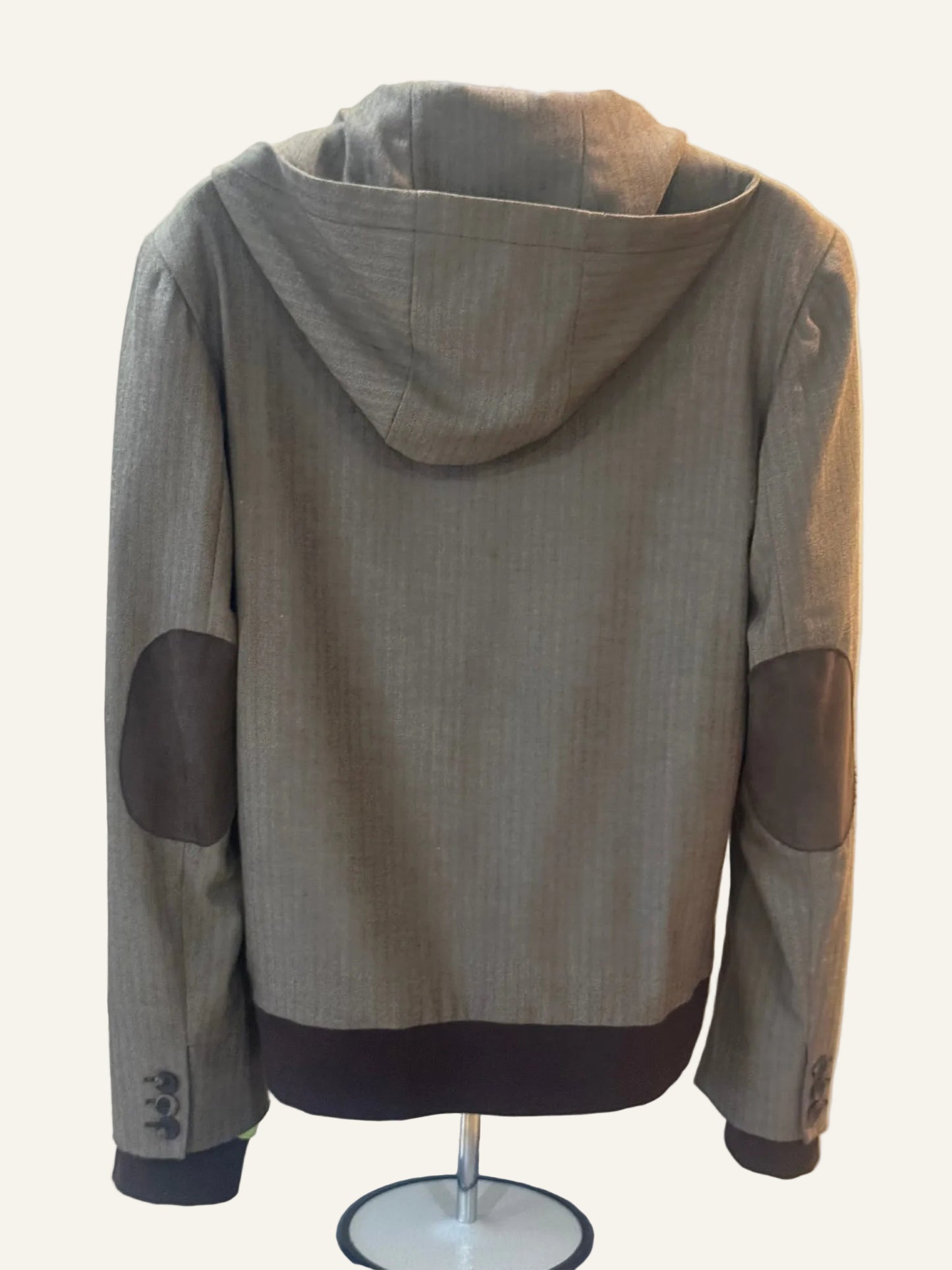 La Merde Hooded Brown Jacket with  Elbow Patches