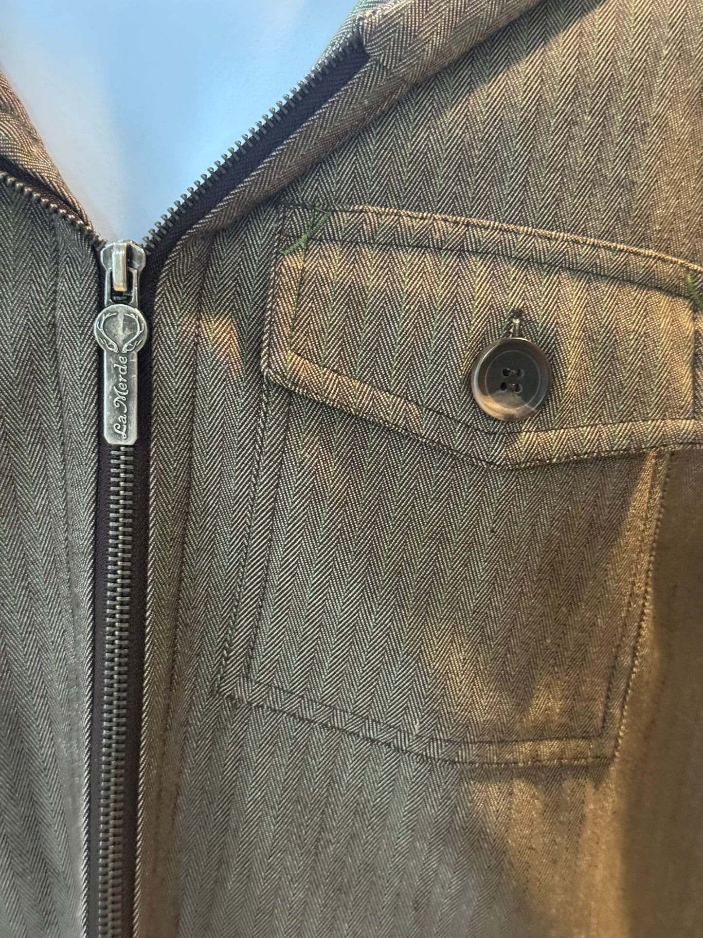 La Merde Hooded Brown Jacket with  Elbow Patches