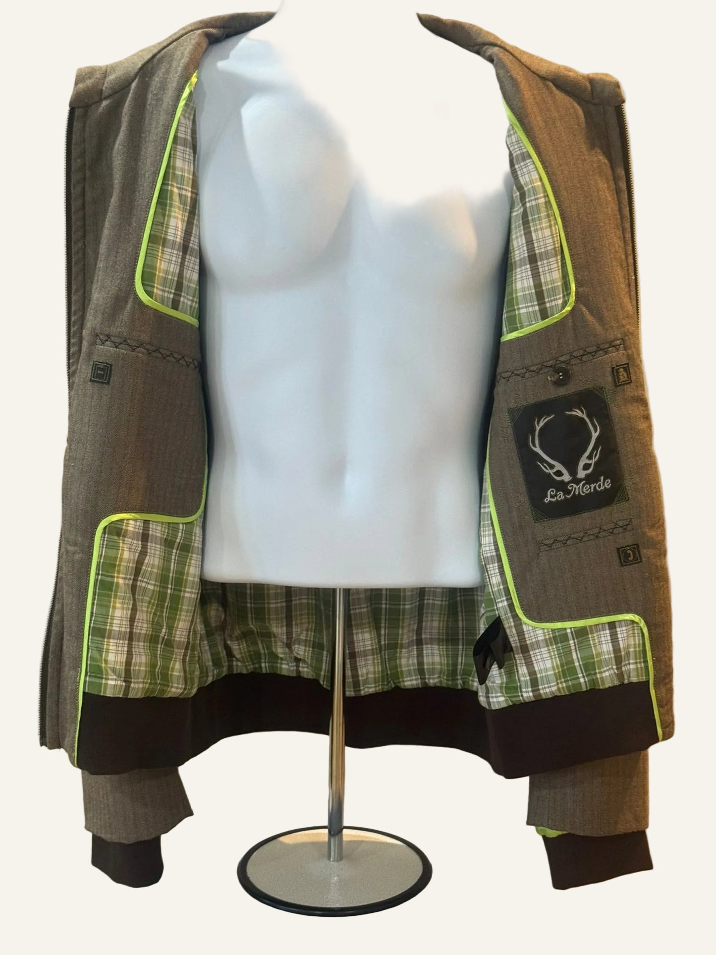 La Merde Hooded Brown Jacket with  Elbow Patches
