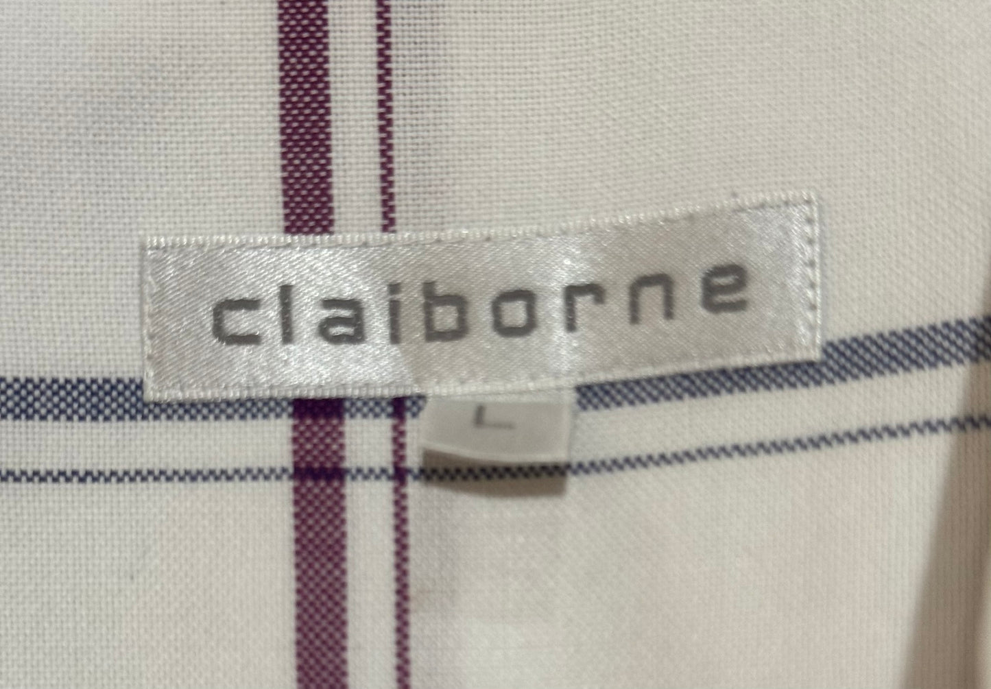Claiborne White Multicolor Plaid Shirt