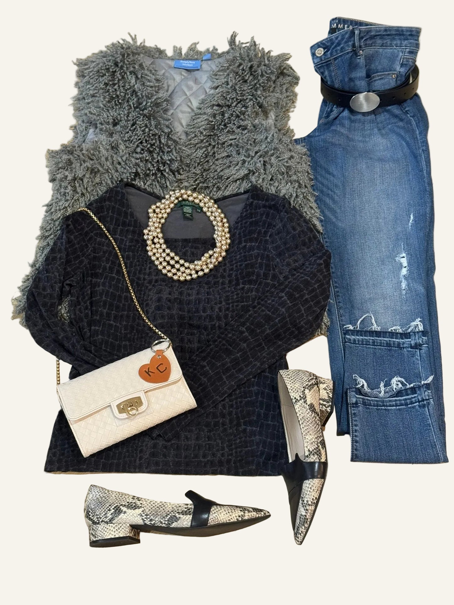 Simply Vera by Vera Wang Gray Faux Fur Vest