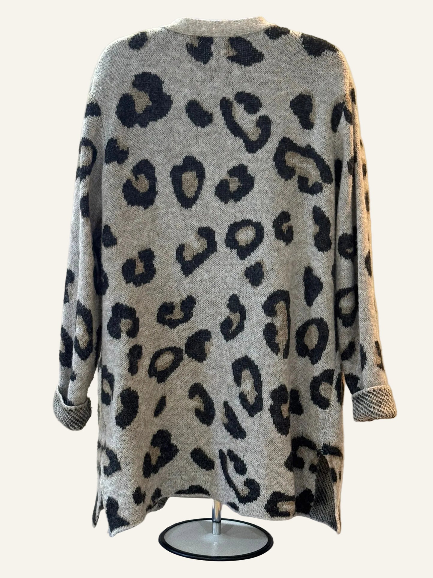Modern Canvas Gray Leopard Print Cardigan