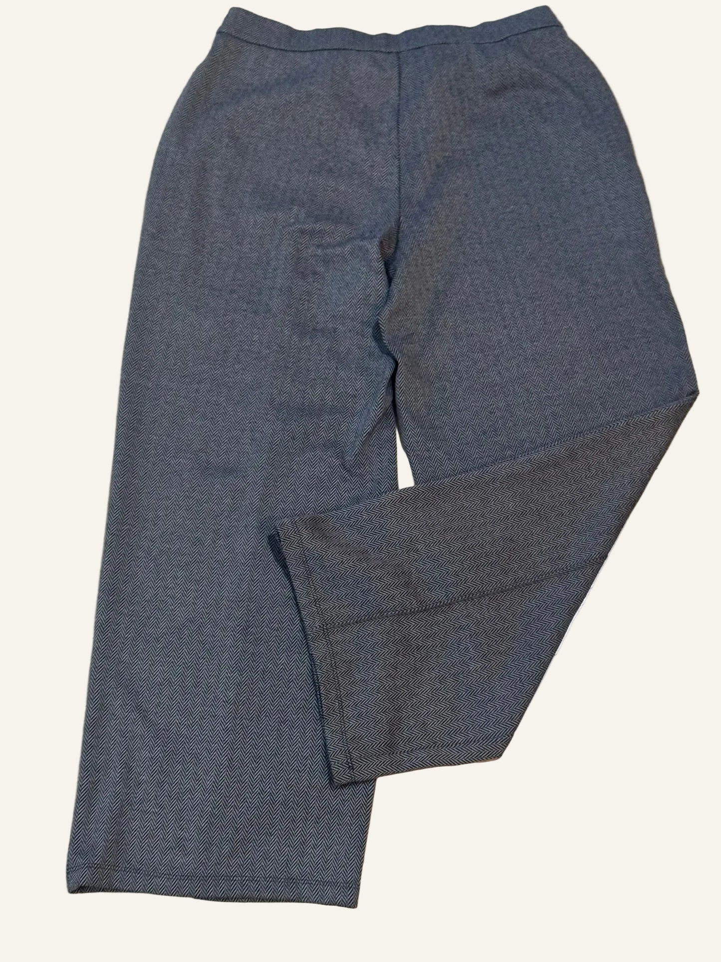 Halston Gray Herringbone Patterned Wide-Leg Pants