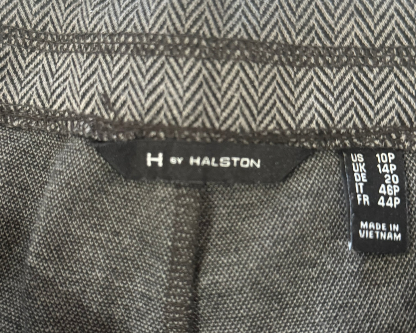 Halston Gray Herringbone Patterned Wide-Leg Pants