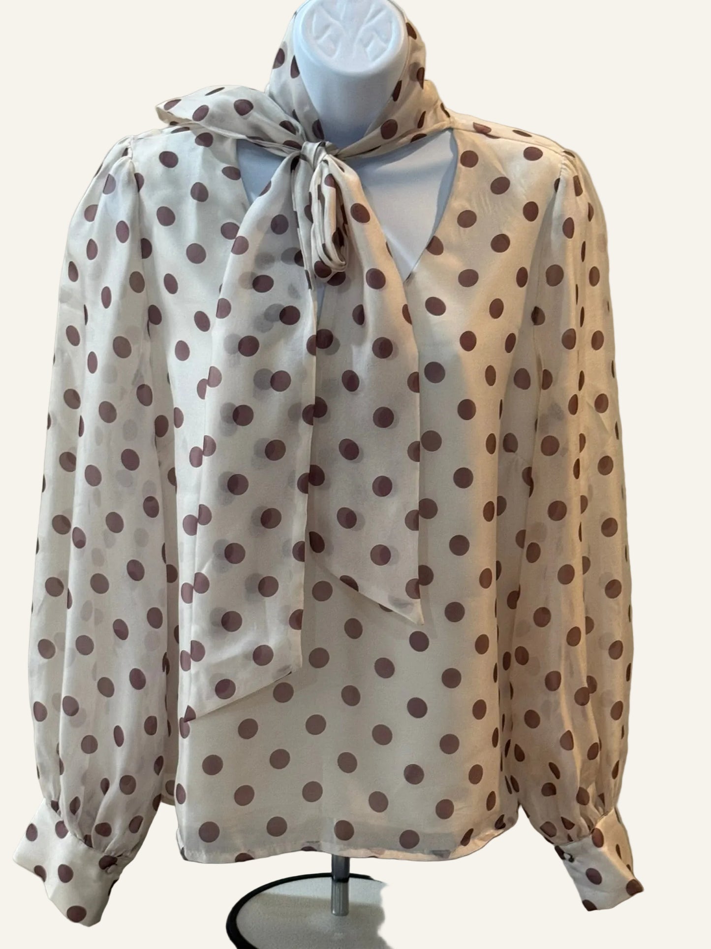 Vintage Mellody White Polka Dot Blouse