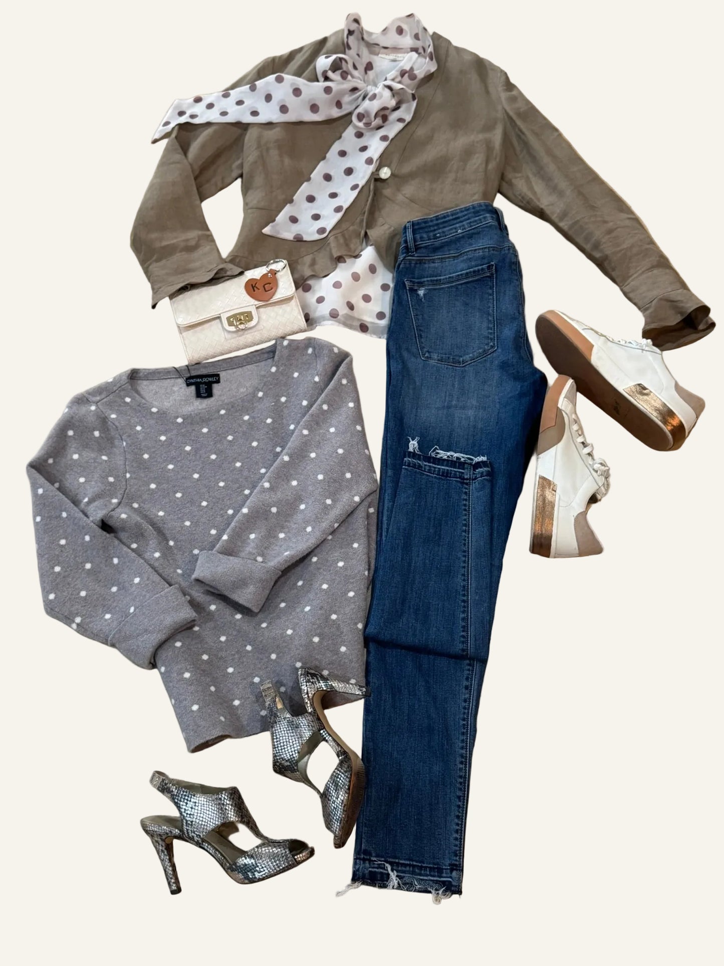 Cynthia Rowley Gray Polka Dot Sweater