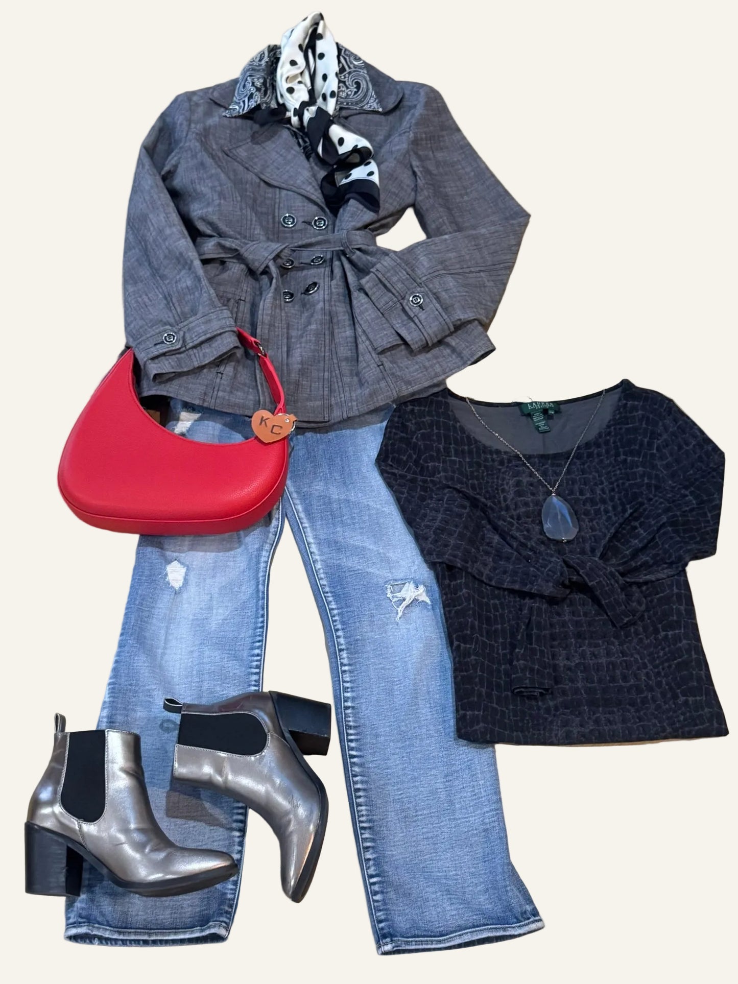 Cynthia Rowley Gray Belted Jacket