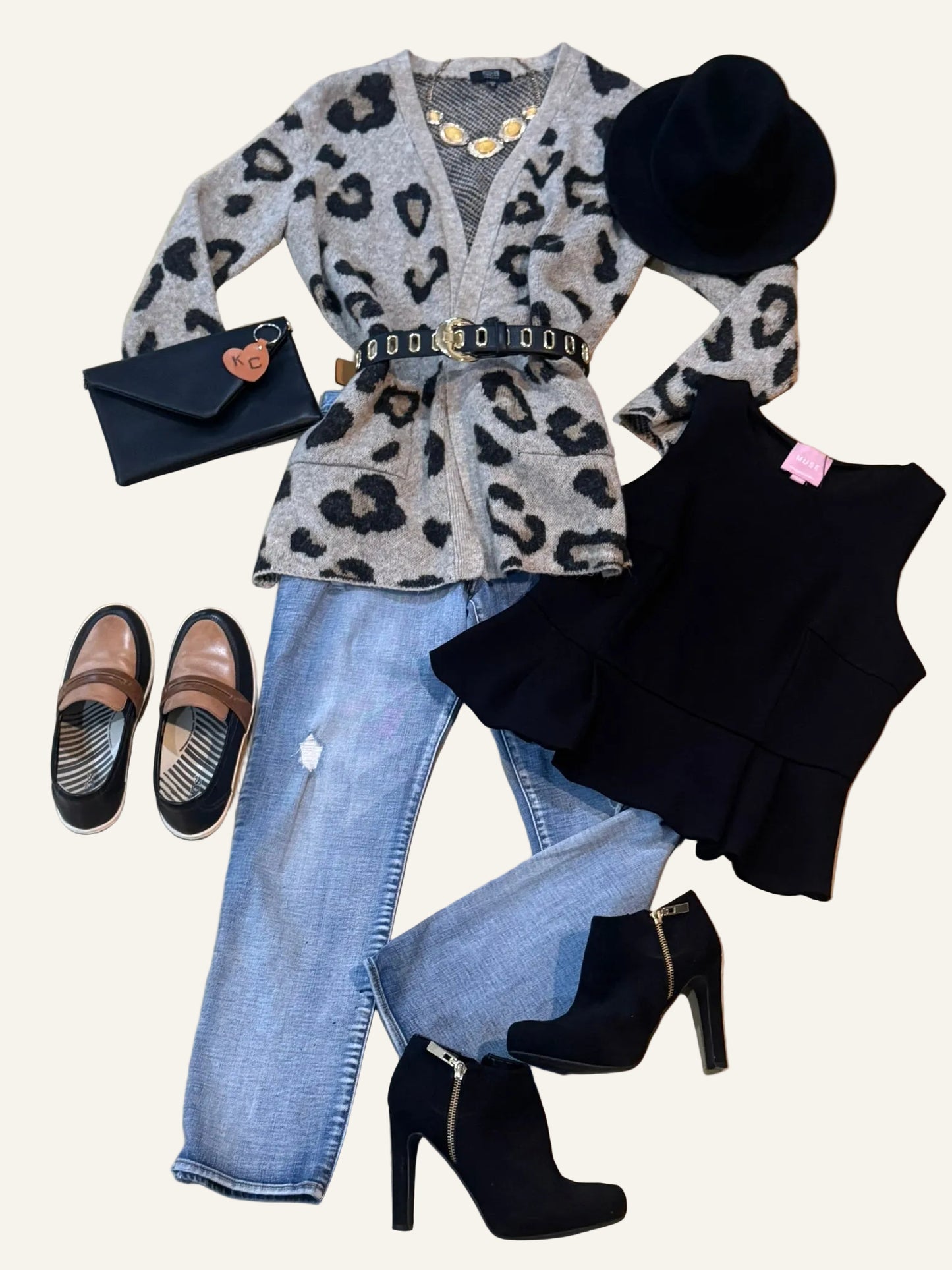 Modern Canvas Gray Leopard Print Cardigan