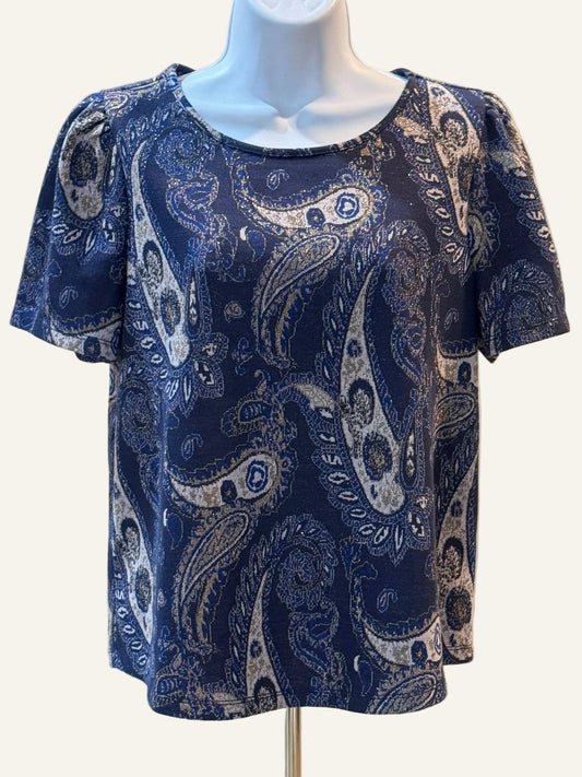 Anthropologie Blue Paisley Top