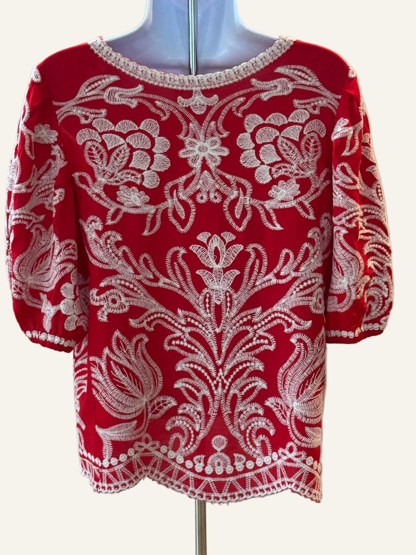 Solitaire Red Embroidered Top
