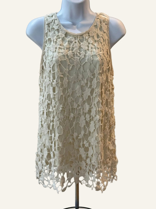 Adiva Ivory Crochet Overlay Top