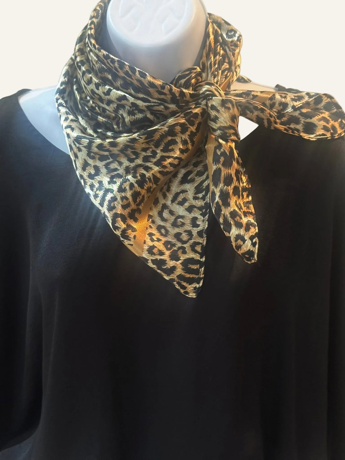 Leopard Print Silk/Satin Scarf - 90 X 90 cm