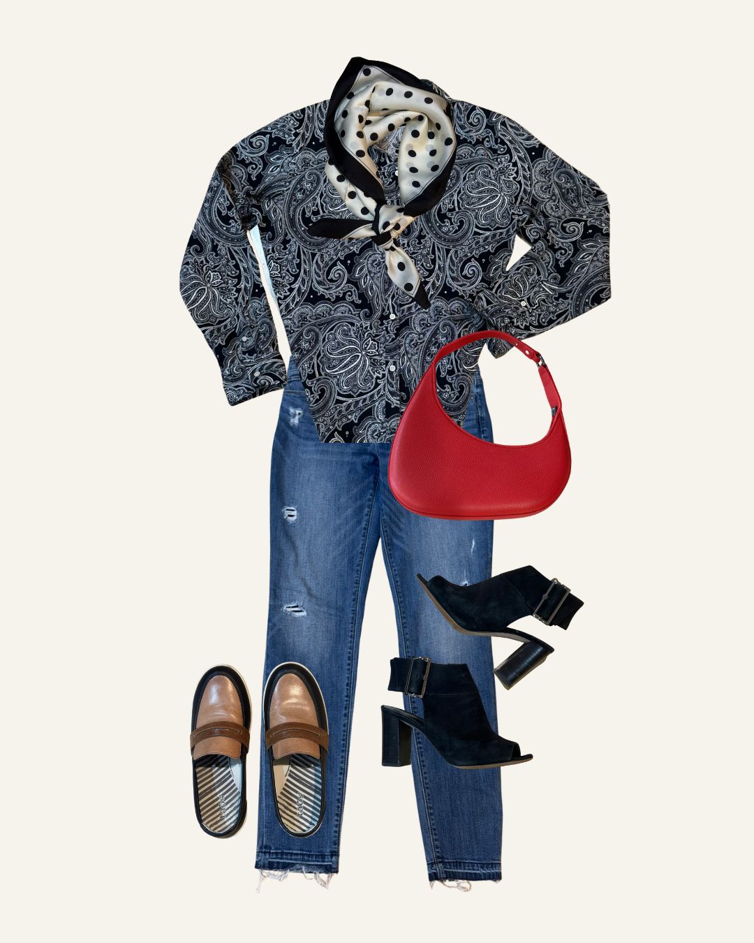 Lauren by Ralph Lauren Black Paisley Shirt