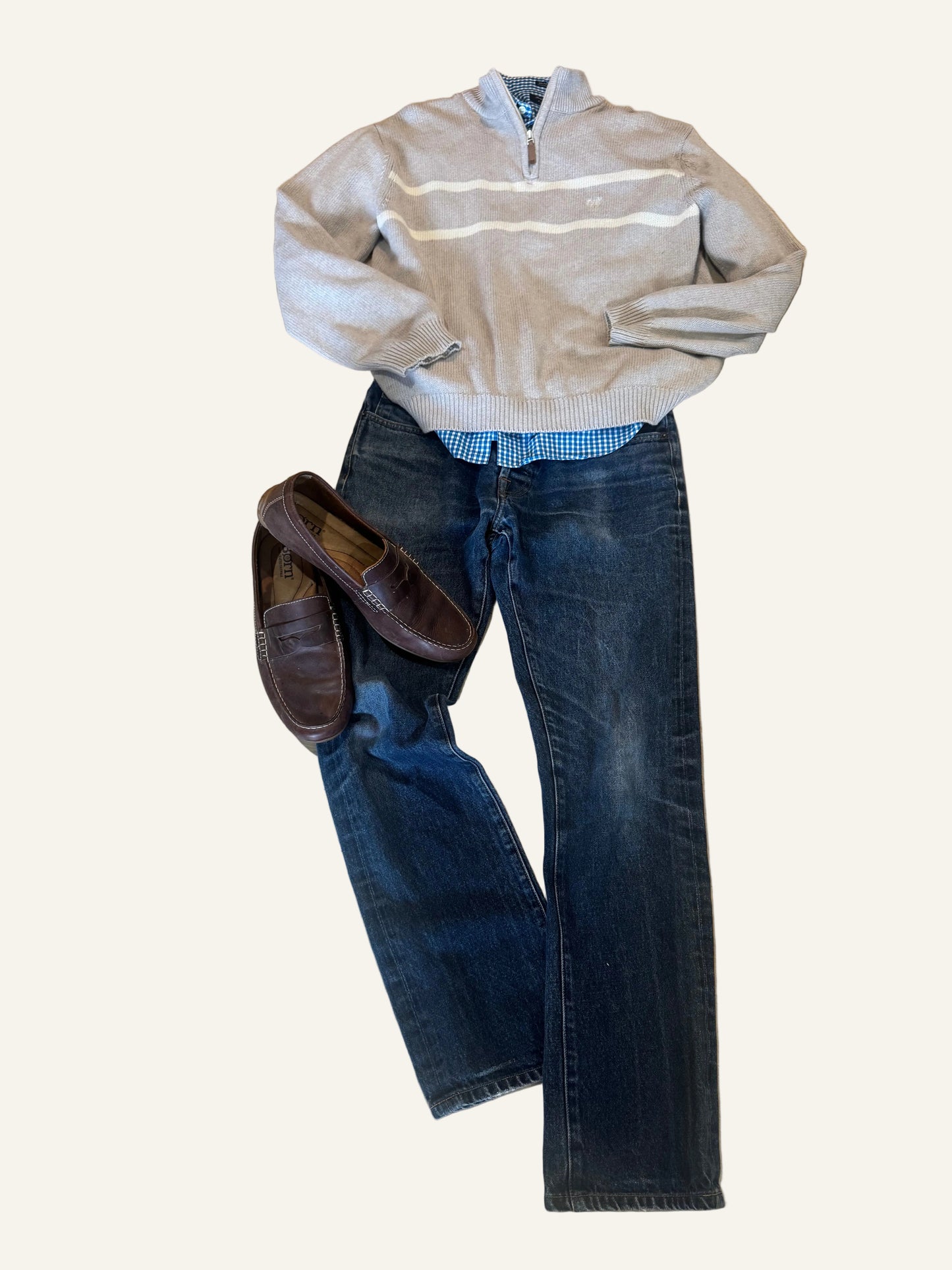 Chaps Gray Quarter-Zip Sweater