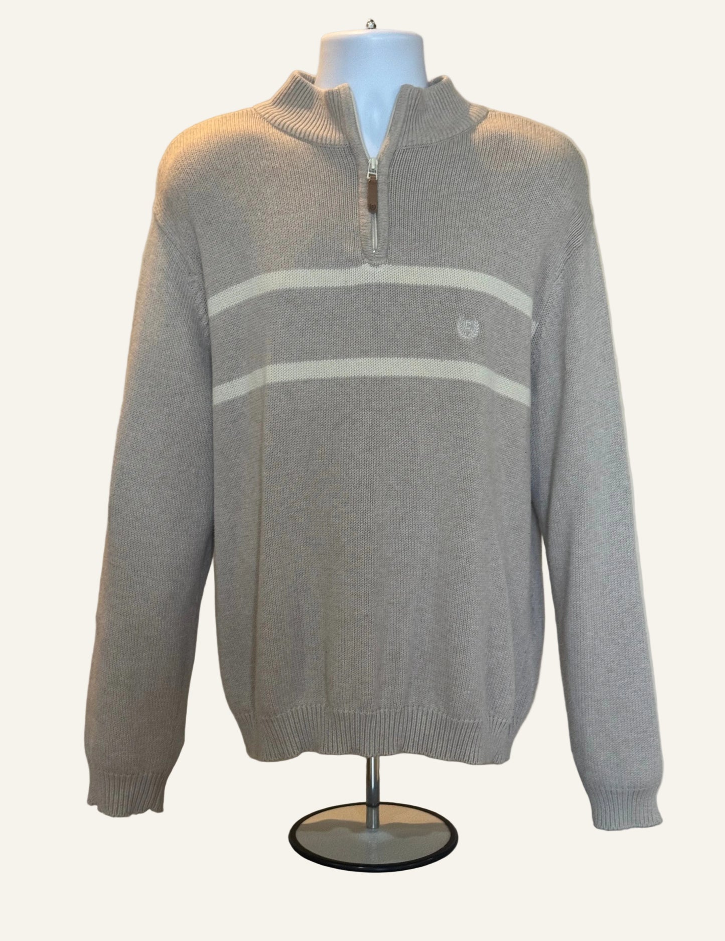 Chaps Gray Quarter-Zip Sweater