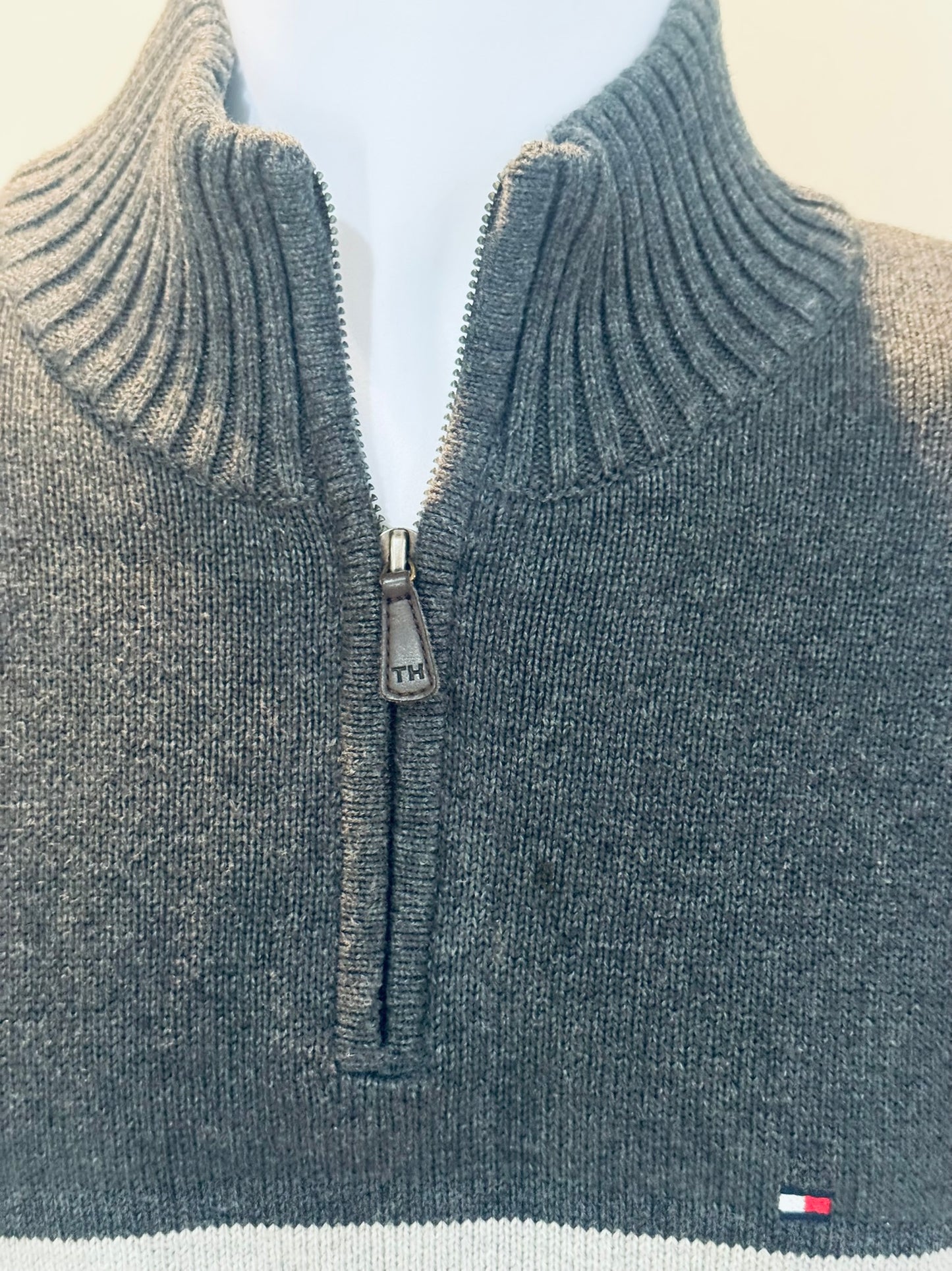 Tommy Hilfiger Gray Quarter-Zip Sweater