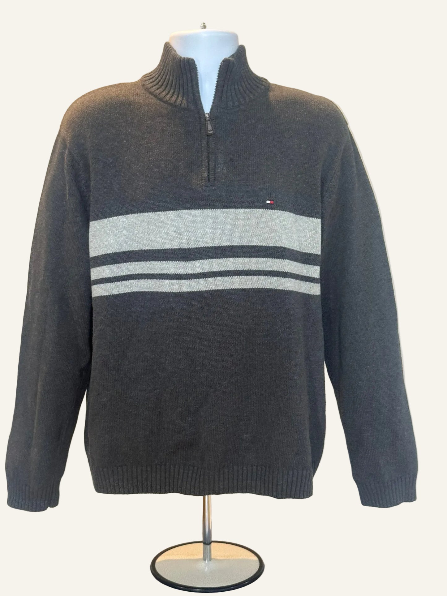 Tommy Hilfiger Gray Quarter-Zip Sweater