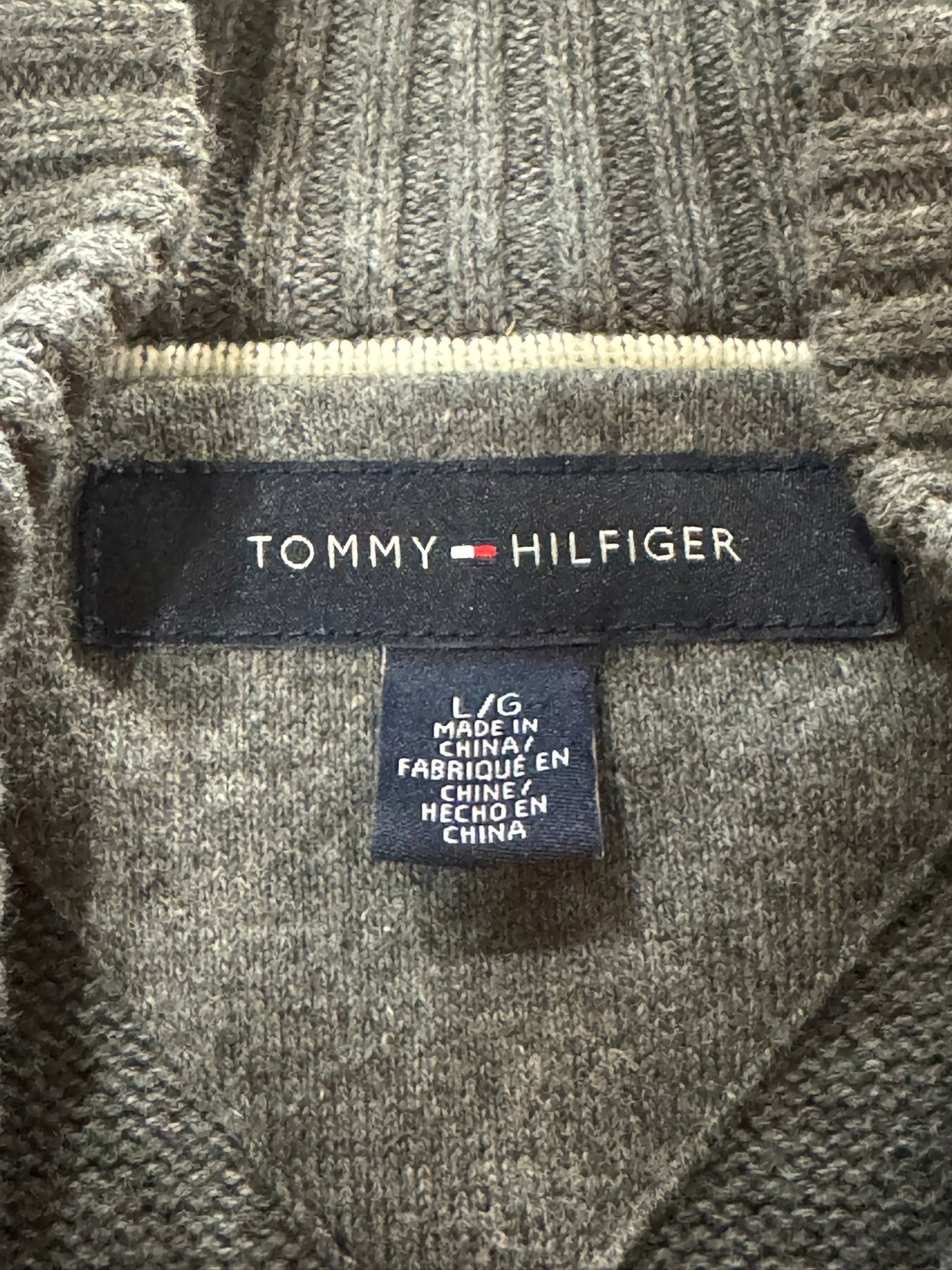 Tommy Hilfiger Gray Argyle Full-Zip Sweater