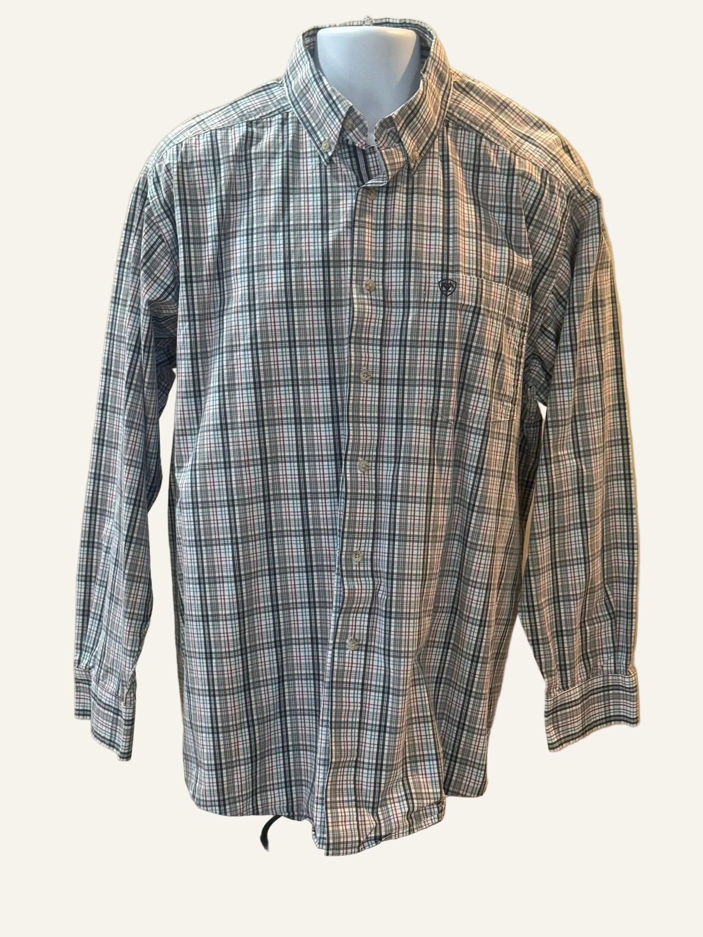 Ariat Pro Series Gray Plaid Western Shirt