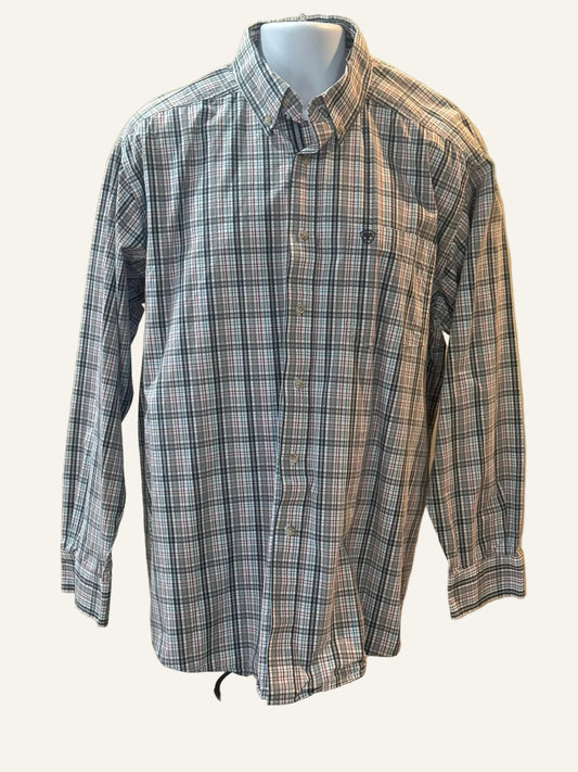 Ariat Pro Series Gray Plaid Western Shirt